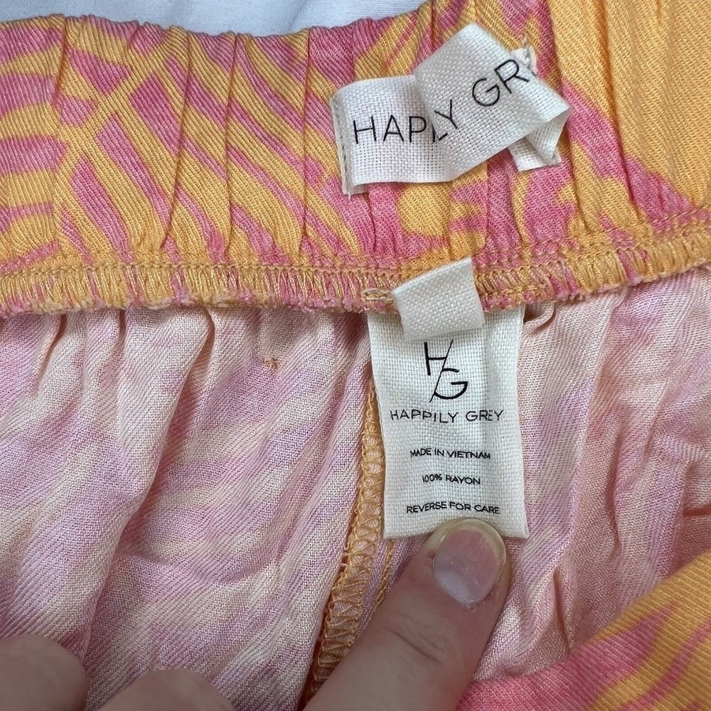 Happily Grey Orange & Pink Wrap Style Wide Leg Pants with Waist Tie NWT Med Boho - Picture 6 of 7